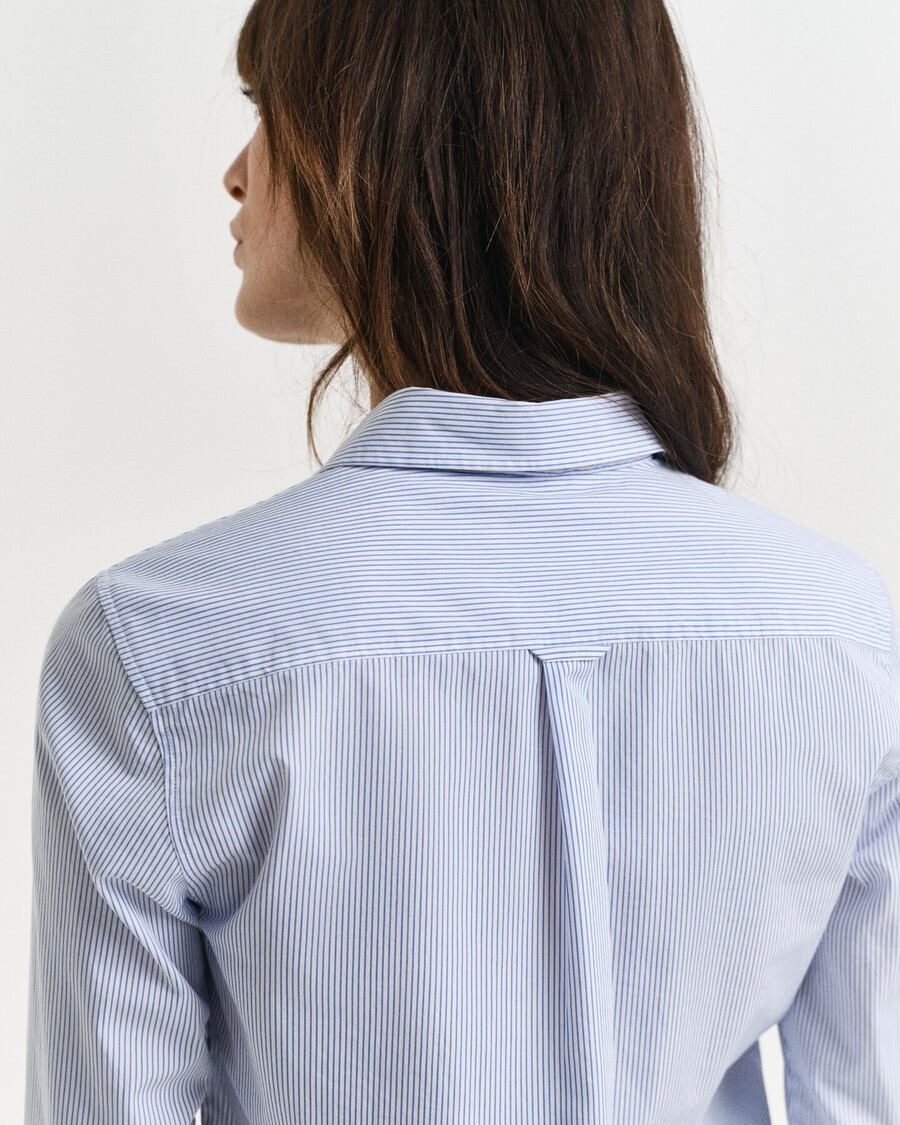 klassiek gestreept poplin overhemd met normale pasvorm - perfect blauw