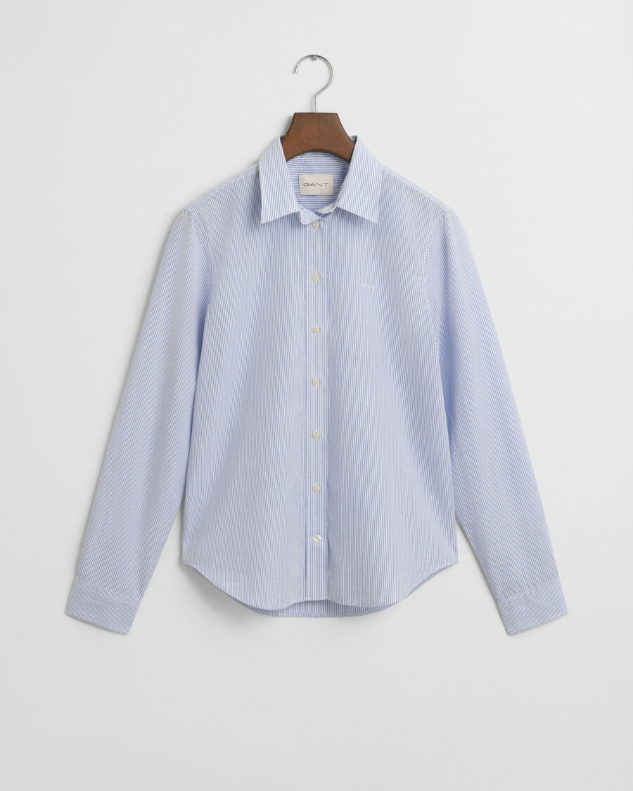 klassiek gestreept poplin overhemd met normale pasvorm - perfect blauw