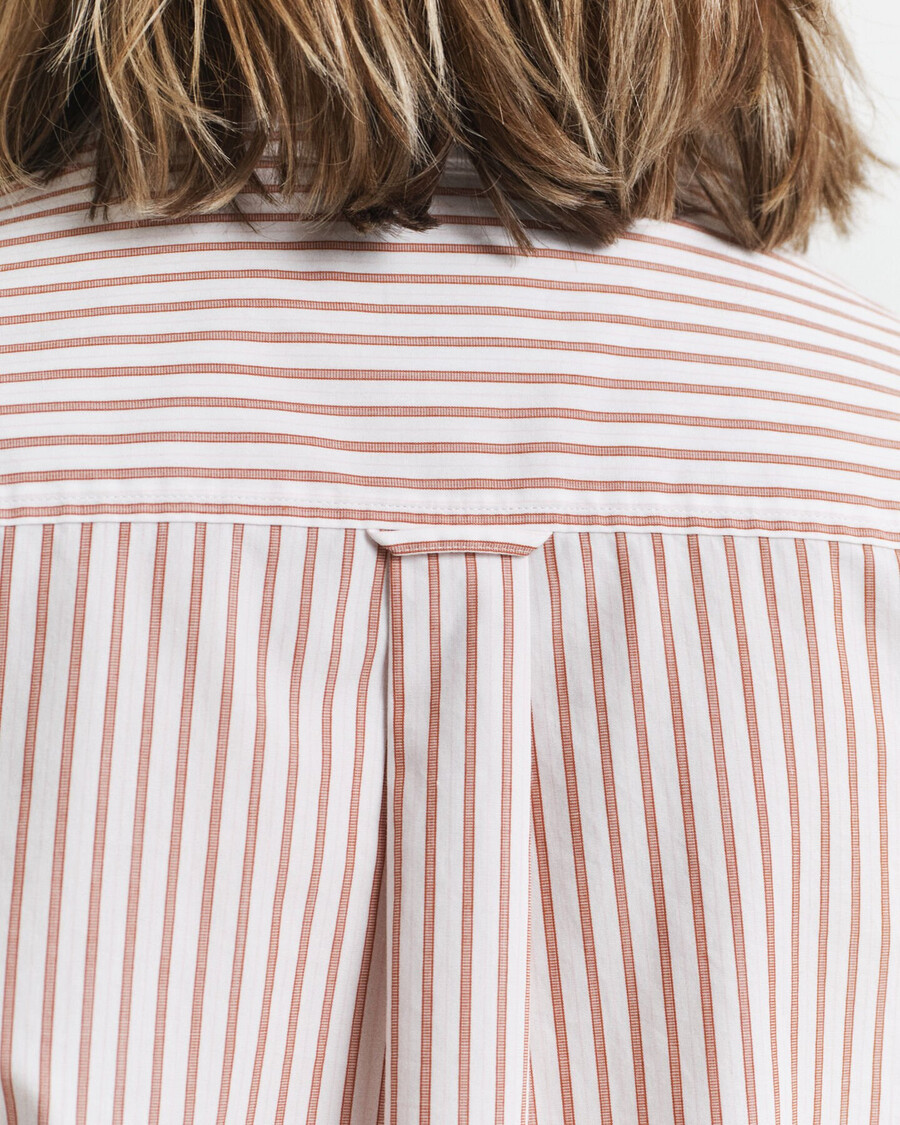 regular fit klassiek gestreept poplin overhemd - zalmkleur
