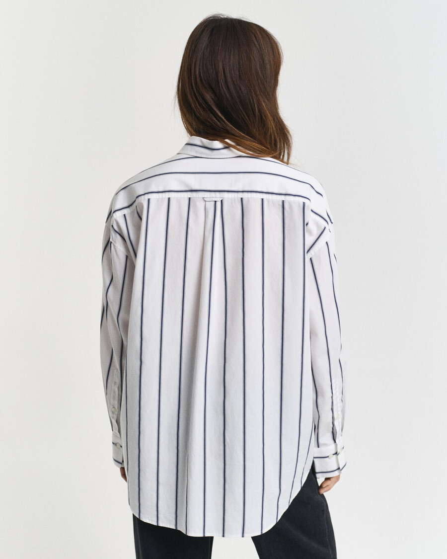 oversized klassiek gestreept poplin overhemd - perzisch blauw