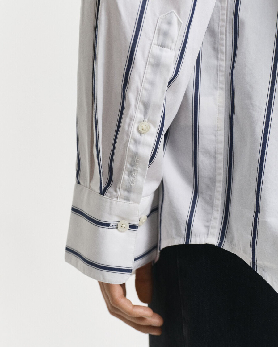 oversized klassiek gestreept poplin overhemd - perzisch blauw