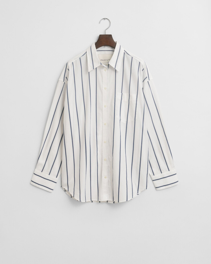 oversized klassiek gestreept poplin overhemd - perzisch blauw