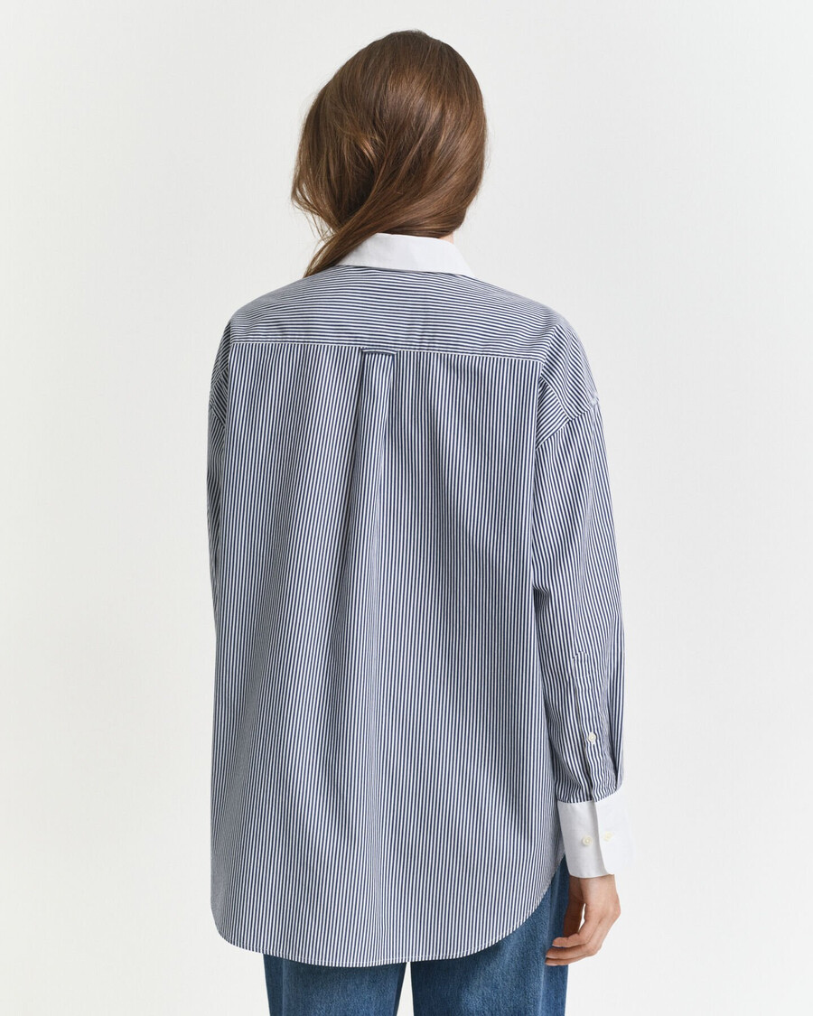 oversized overhemd met contrasterende kraag en strepen - perzisch blauw