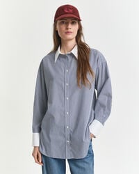 oversized overhemd met contrasterende kraag en strepen - perzisch blauw