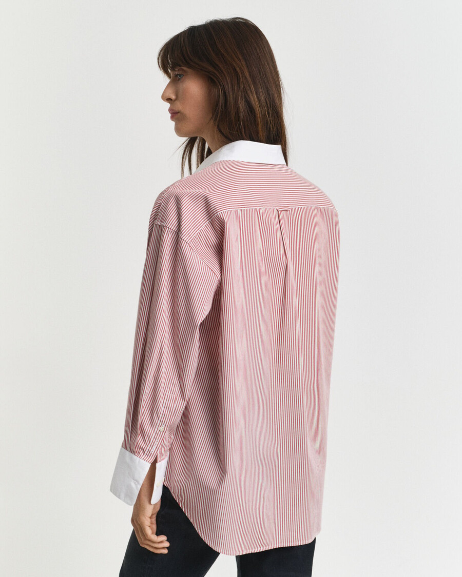 oversized overhemd met contrasterende kraag en strepen - modern roestbruin