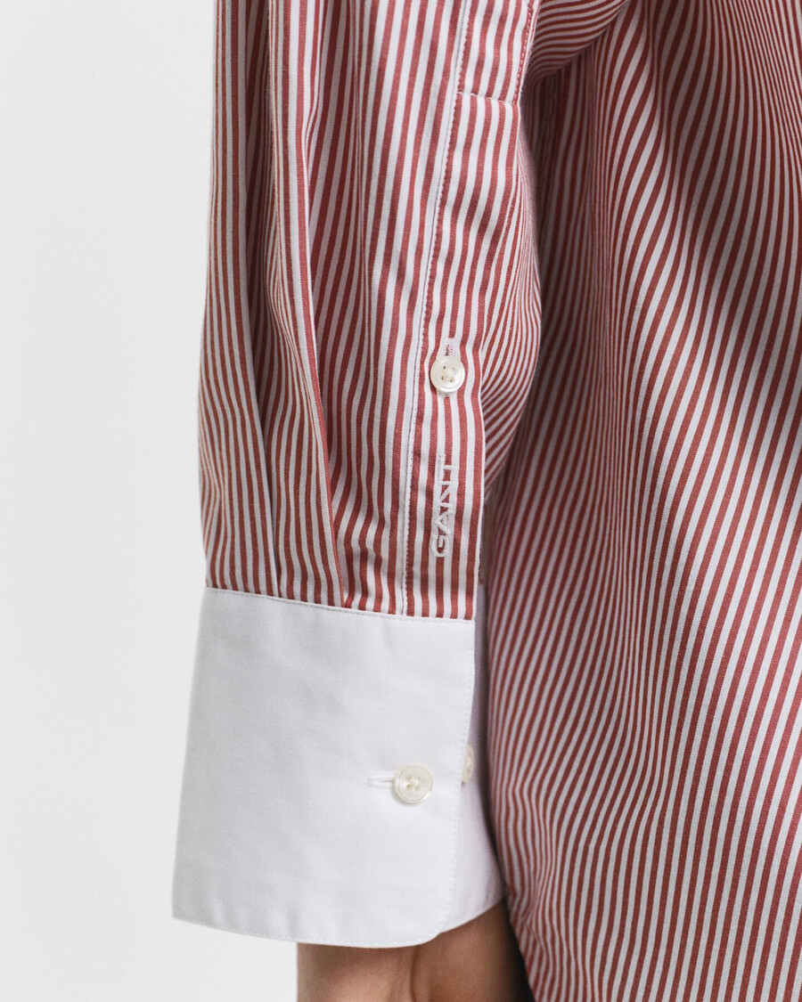 oversized overhemd met contrasterende kraag en strepen - modern roestbruin