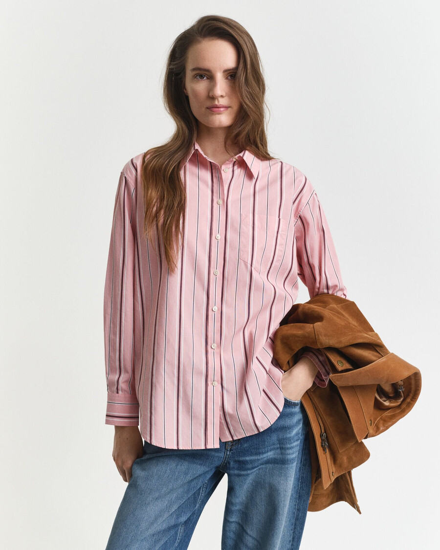 relaxed fit klassiek gestreept poplin overhemd - summer rose
