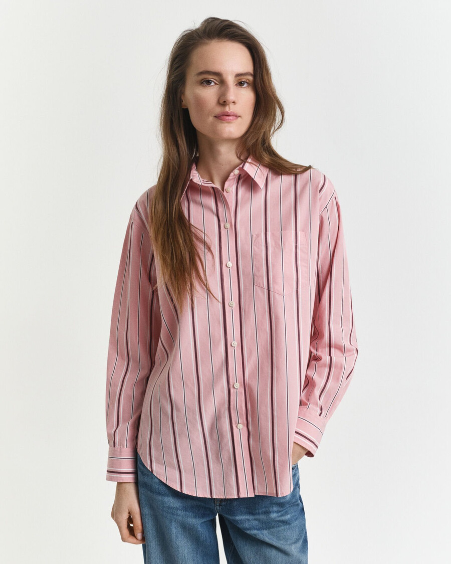 relaxed fit klassiek gestreept poplin overhemd - summer rose