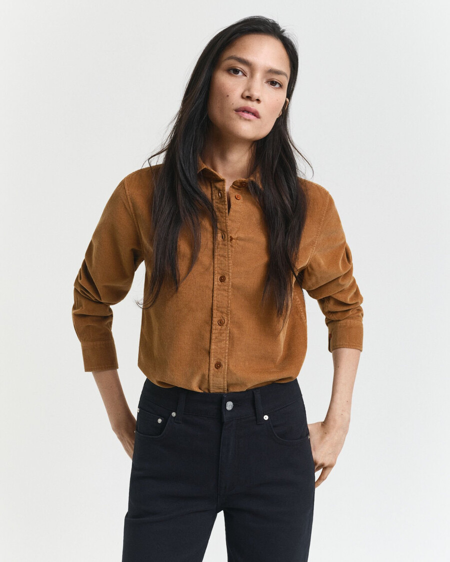 corduroy overhemd met normale pasvorm - whiskeybruin
