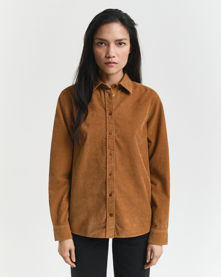 corduroy overhemd met normale pasvorm - whiskeybruin