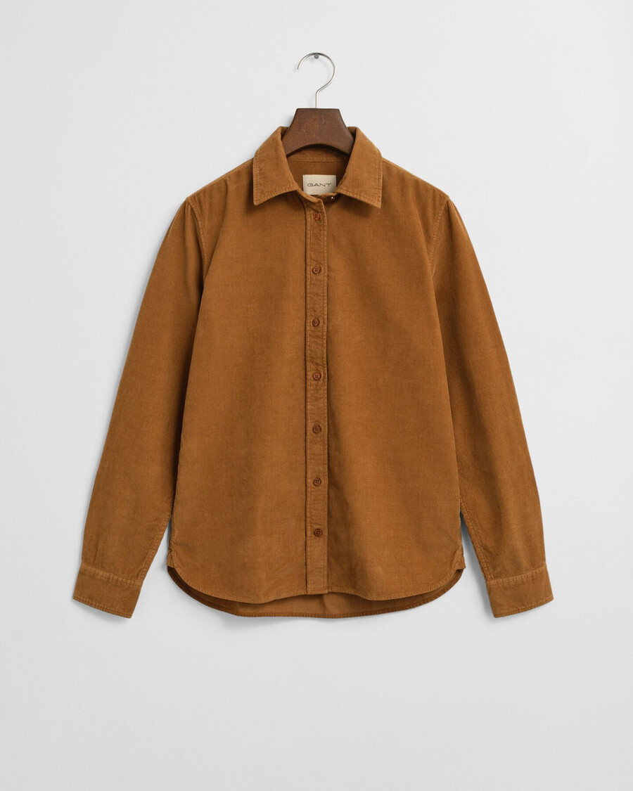 corduroy overhemd met normale pasvorm - whiskeybruin