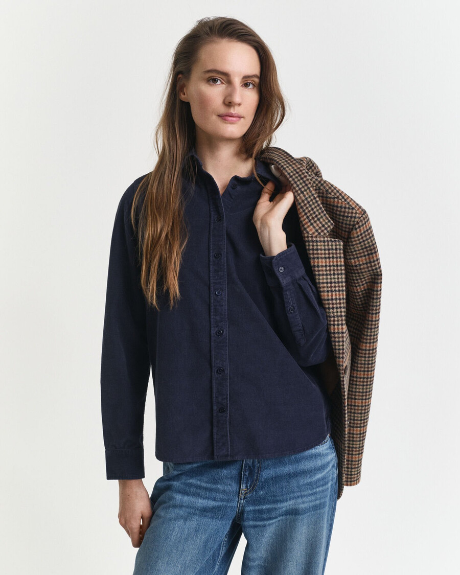 corduroy overhemd met normale pasvorm - avondblauw
