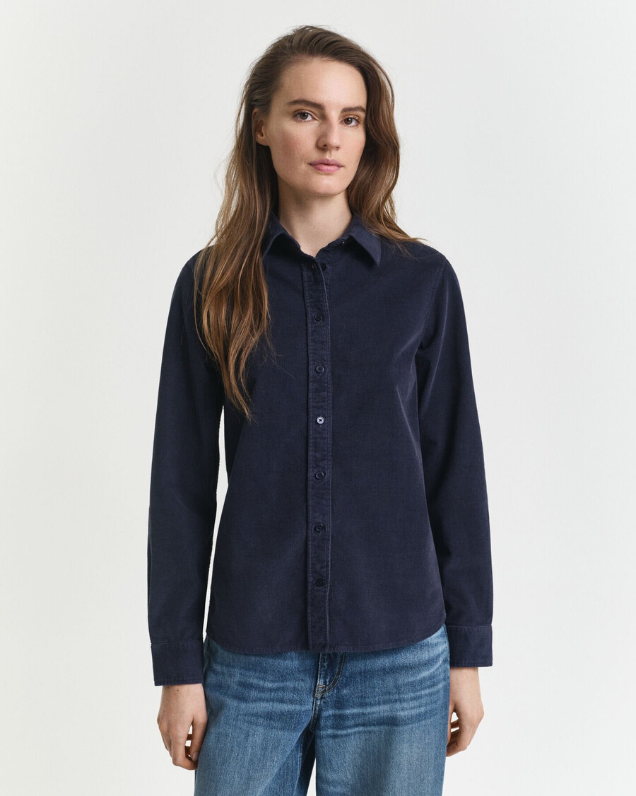 corduroy overhemd met normale pasvorm - avondblauw