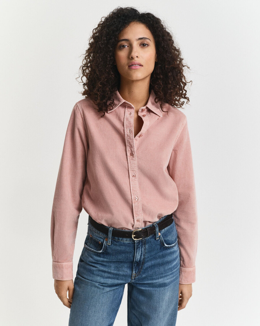 corduroy overhemd met normale pasvorm - dusty rose