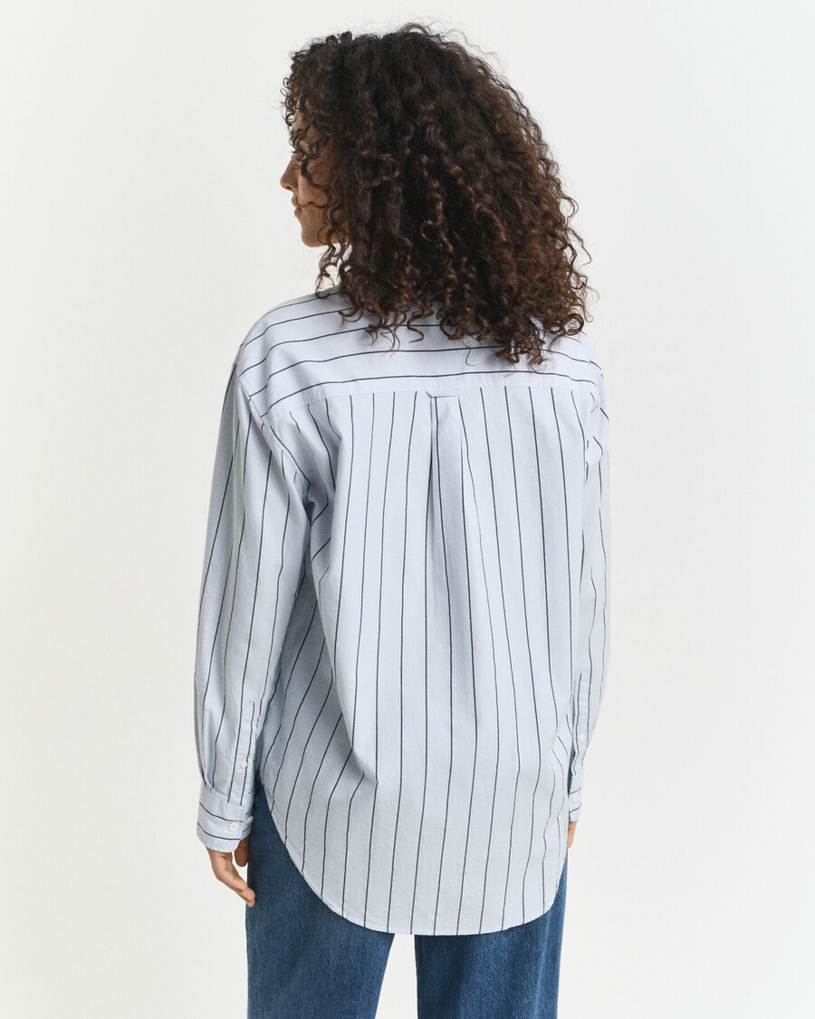 luxe oxford overhemd met strepen en relaxte pasvorm - lichtblauw
