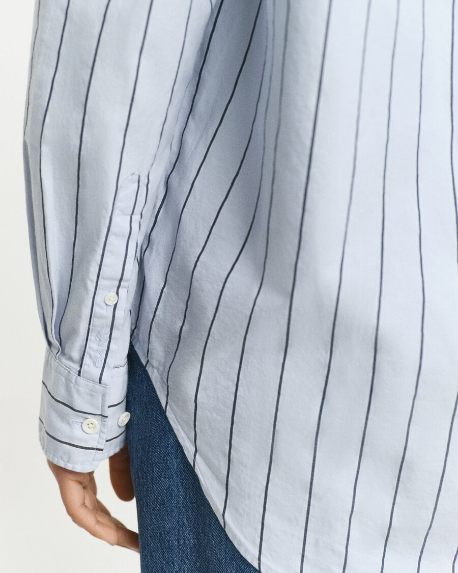 luxe oxford overhemd met strepen en relaxte pasvorm - lichtblauw