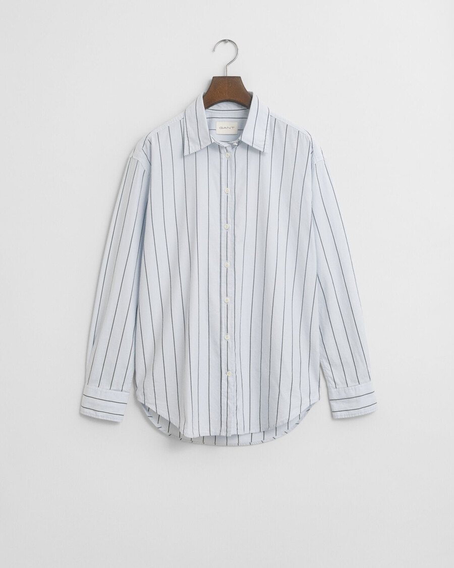 luxe oxford overhemd met strepen en relaxte pasvorm - lichtblauw
