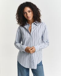 luxe oxford overhemd met strepen en relaxte pasvorm - lichtblauw