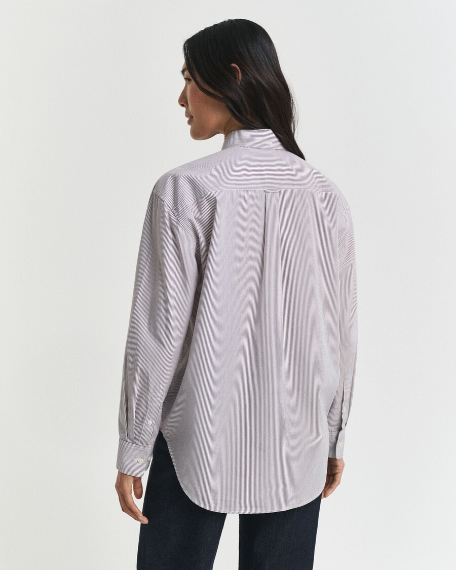 relaxed fit klassiek poplin overhemd met grafische print - pruimwijn