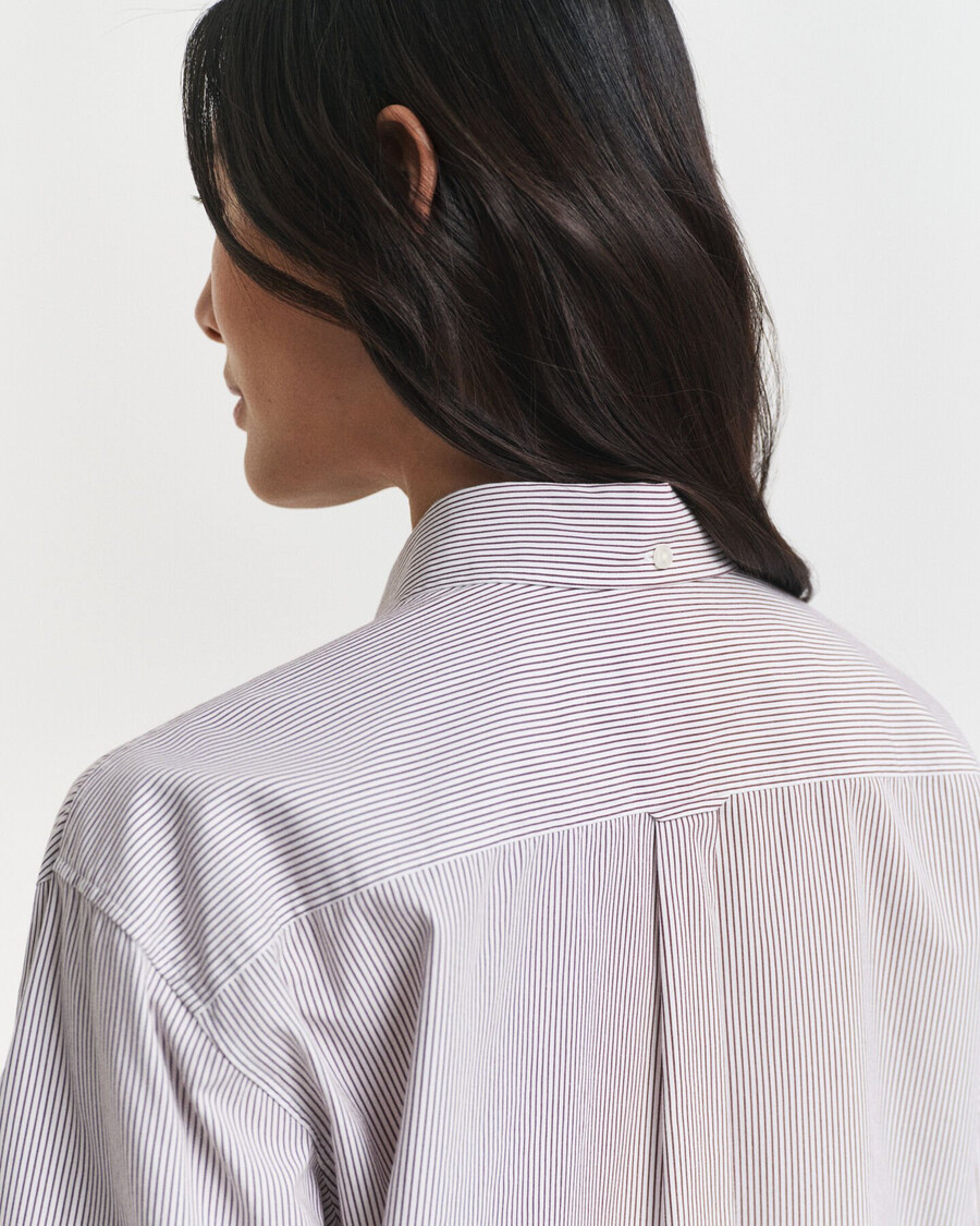 relaxed fit klassiek poplin overhemd met grafische print - pruimwijn