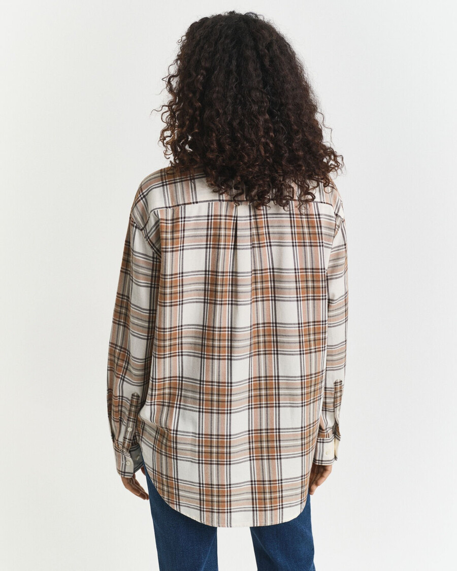 relaxed fit geruit flanellen overhemd - crème