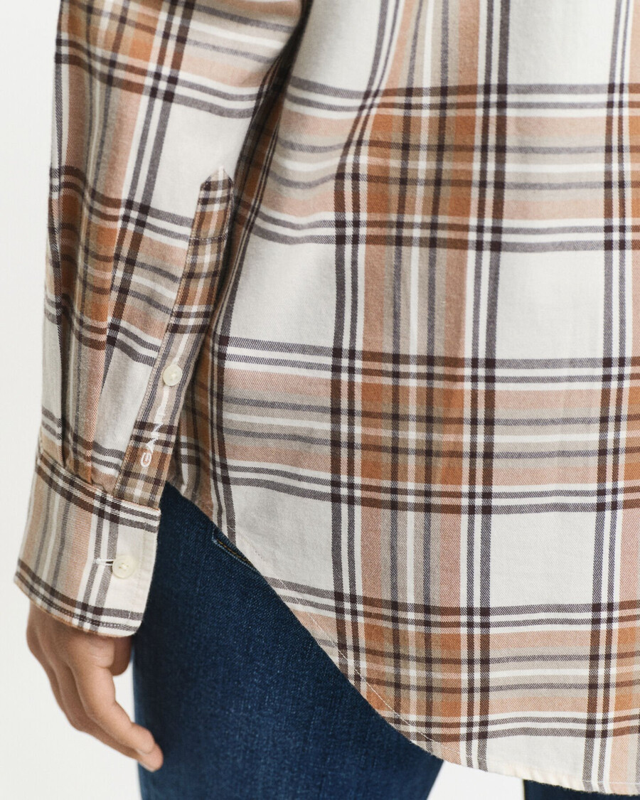 relaxed fit geruit flanellen overhemd - crème