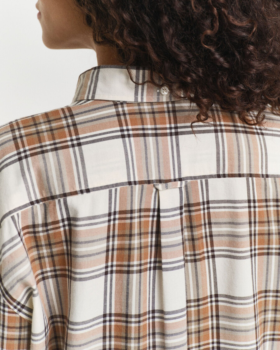 relaxed fit geruit flanellen overhemd - crème