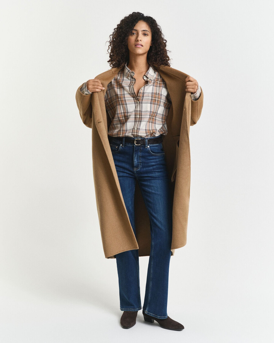 relaxed fit geruit flanellen overhemd - crème