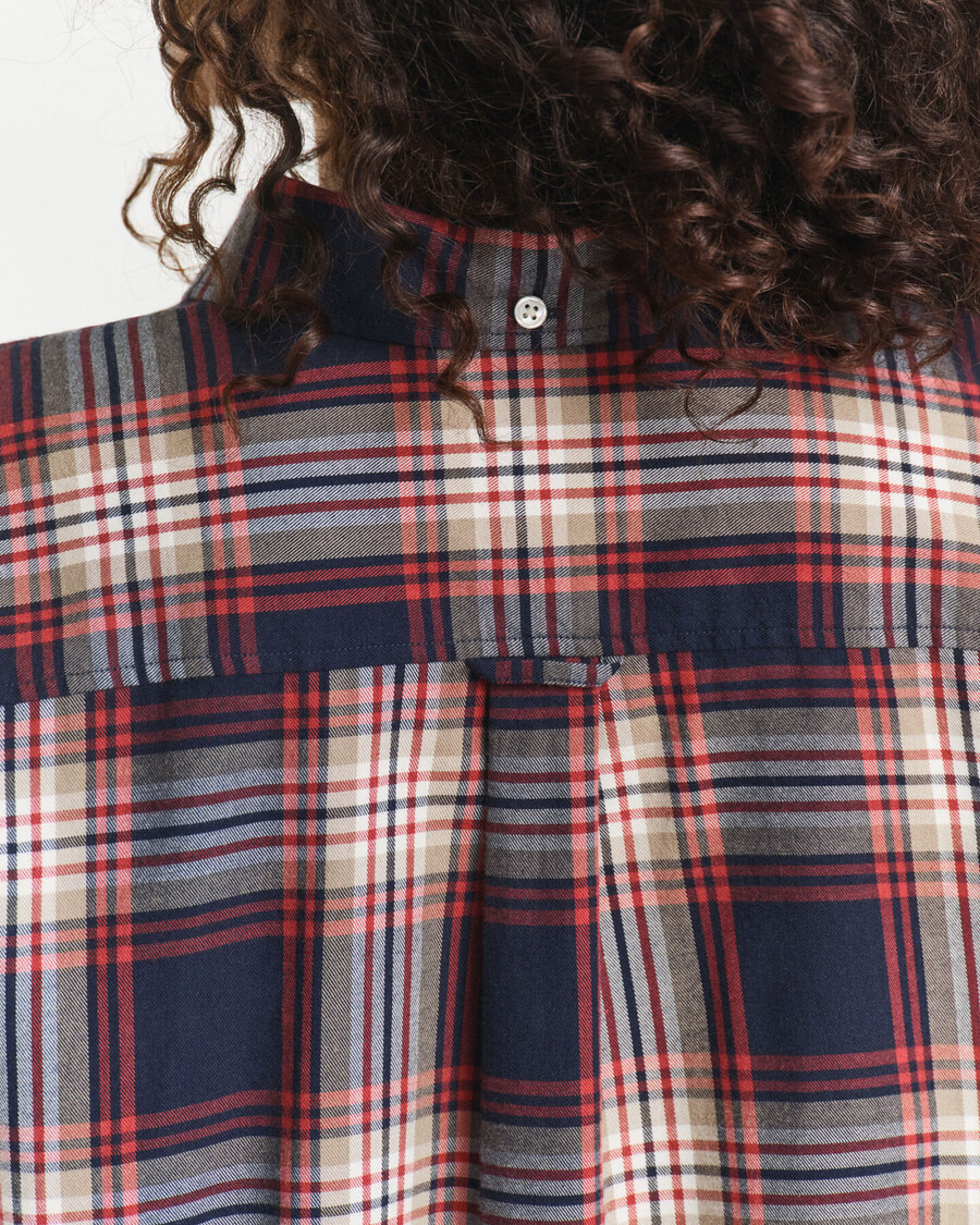 relaxed fit geruit flanellen overhemd - avondblauw