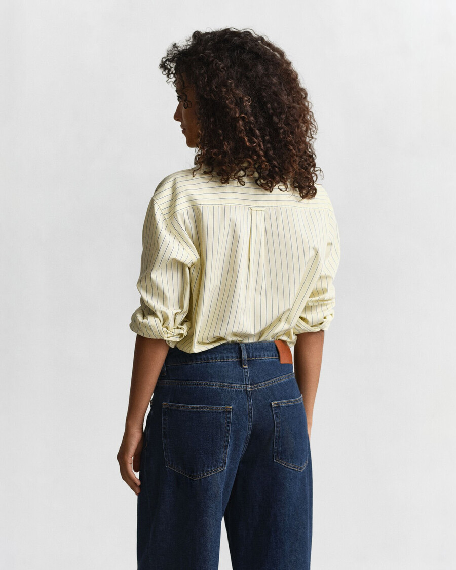 relaxed fit gestreept poplin overhemd - vanillegeel