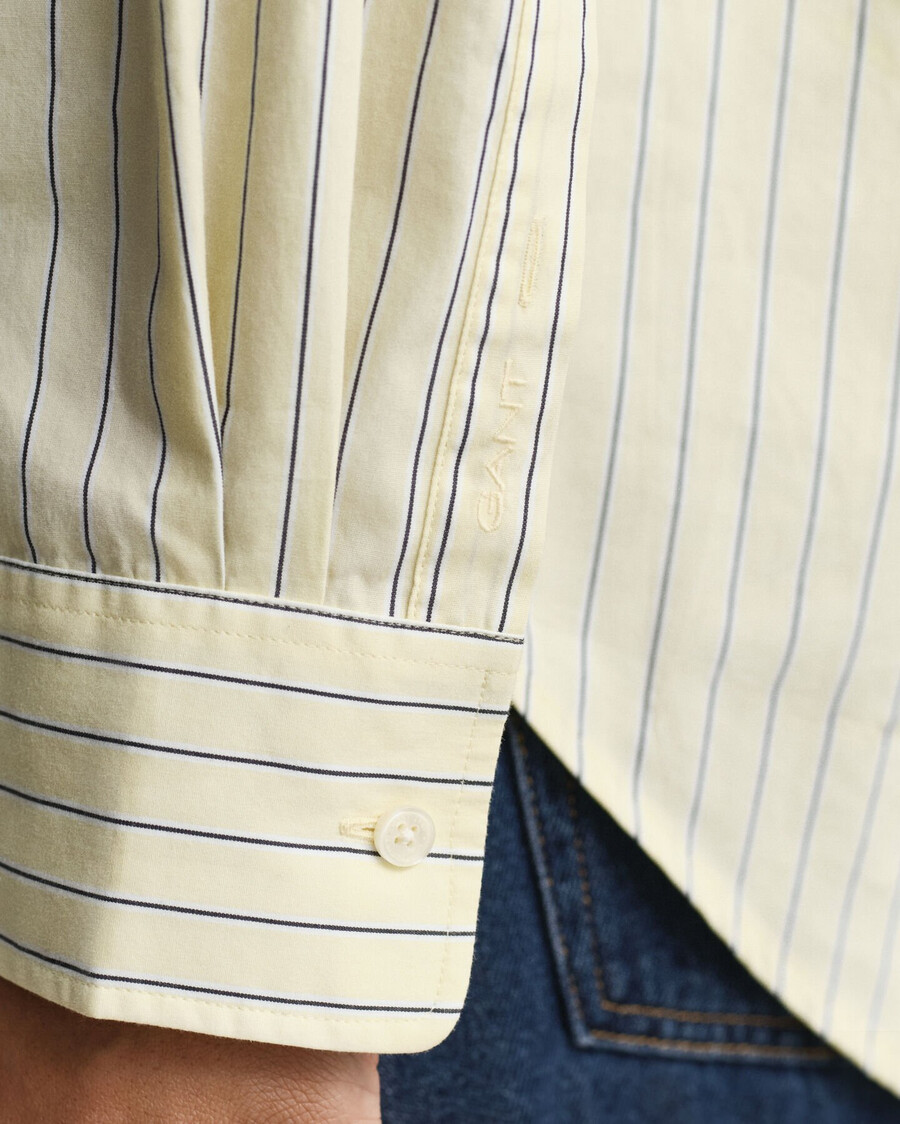 relaxed fit gestreept poplin overhemd - vanillegeel