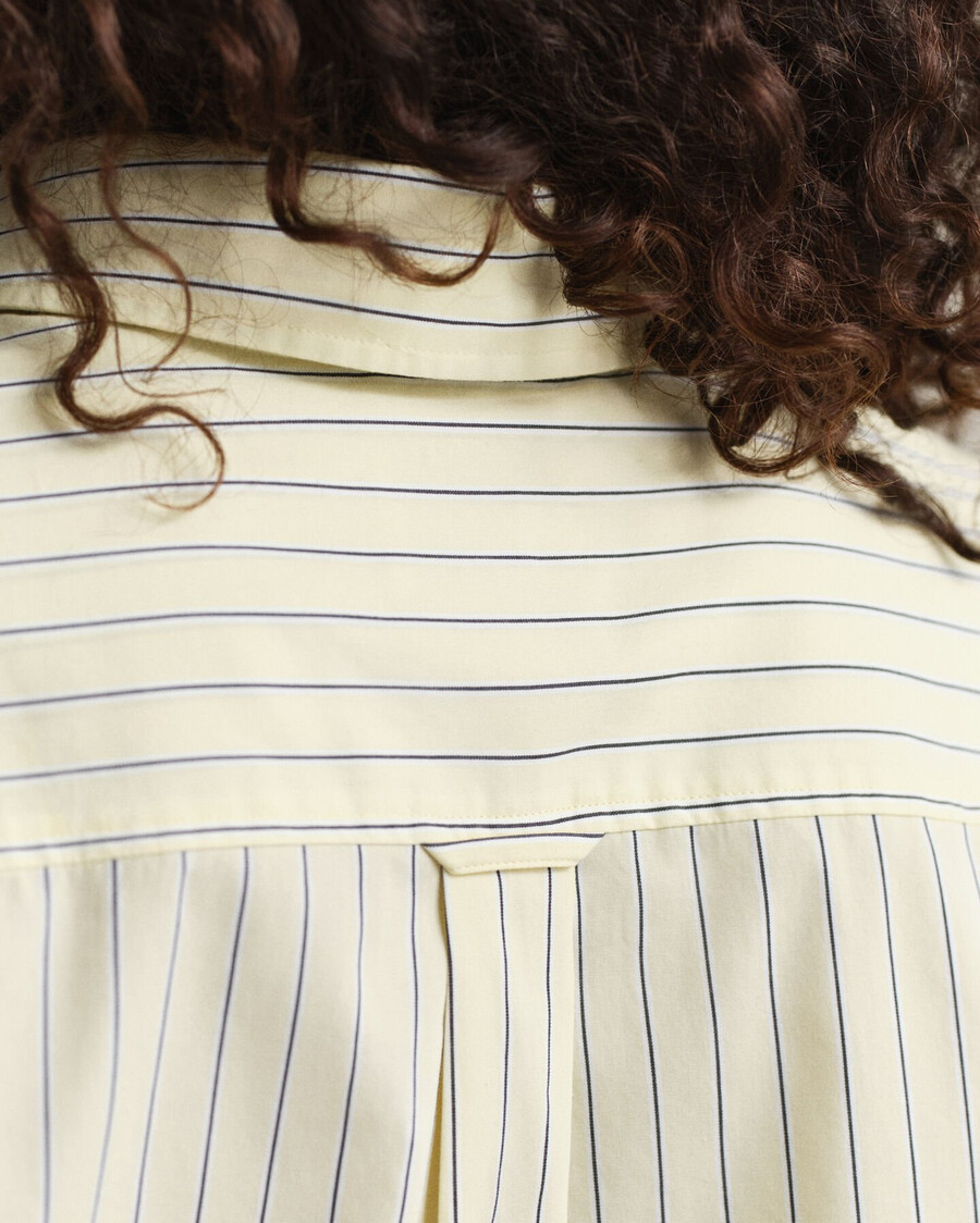 relaxed fit gestreept poplin overhemd - vanillegeel