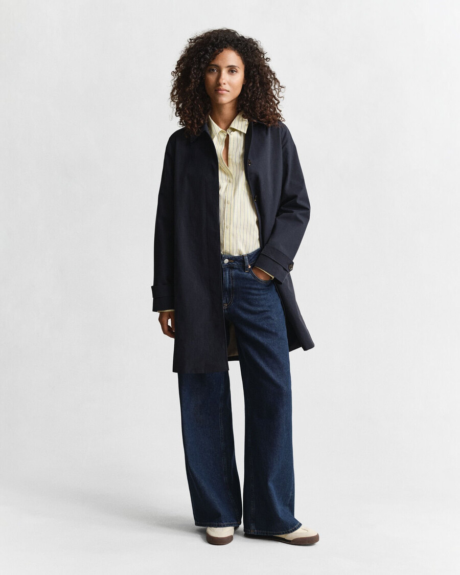 relaxed fit gestreept poplin overhemd - vanillegeel
