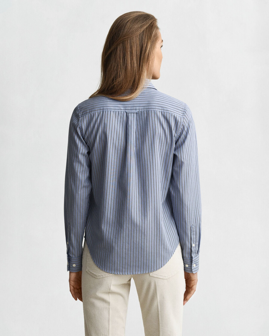normale pasvorm gestreept poplin overhemd - vervaagde denim