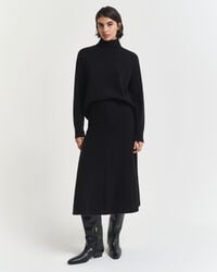 superfijne lamswollen rok - zwart