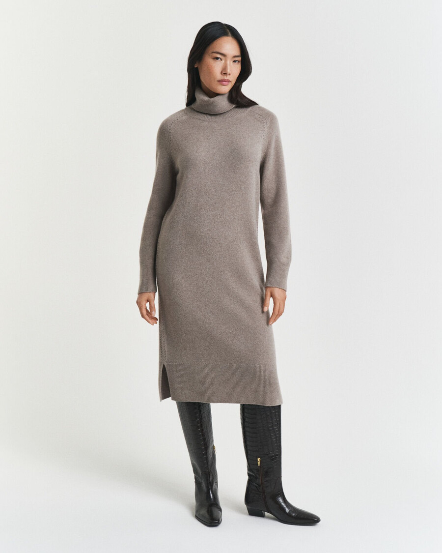 gebreide coltrui-jurk - taupebeige