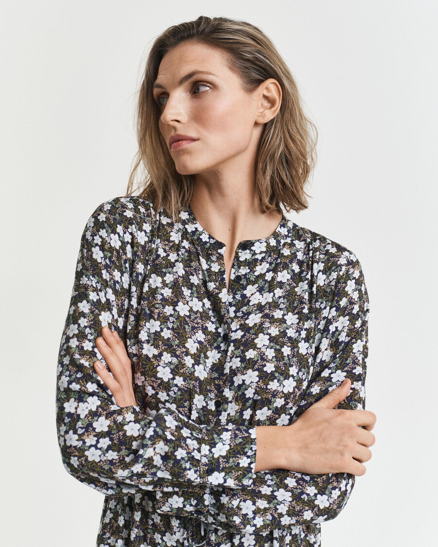 jurk met bloemenprint - klassiek blauw