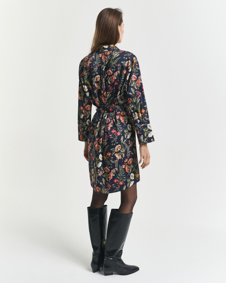 jurk met bloemenprint van viscose - avondblauw