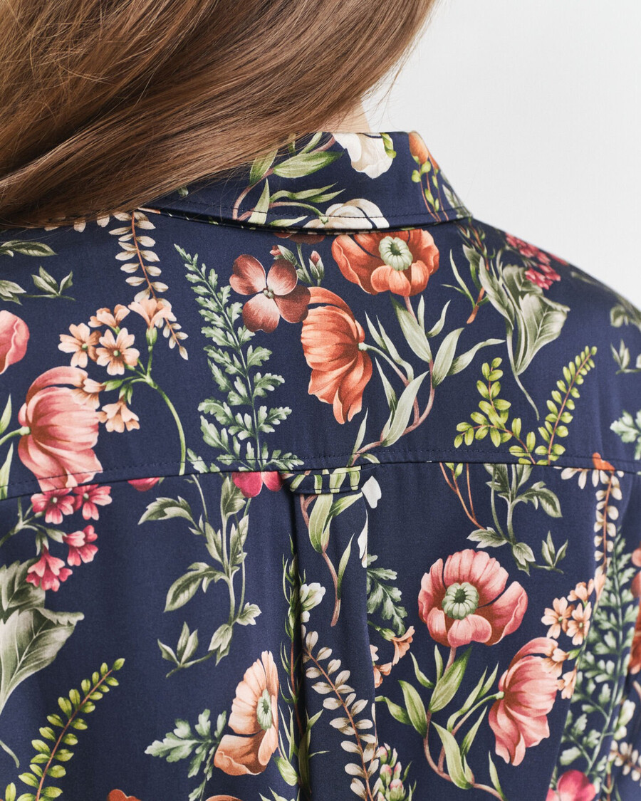 jurk met bloemenprint van viscose - avondblauw