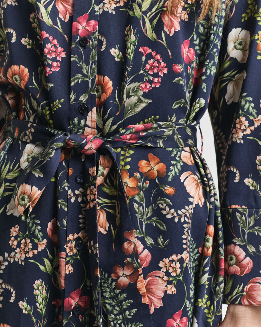 jurk met bloemenprint van viscose - avondblauw
