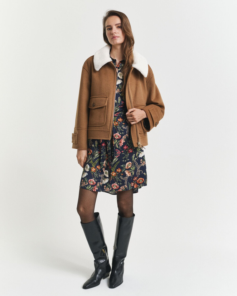 jurk met bloemenprint van viscose - avondblauw