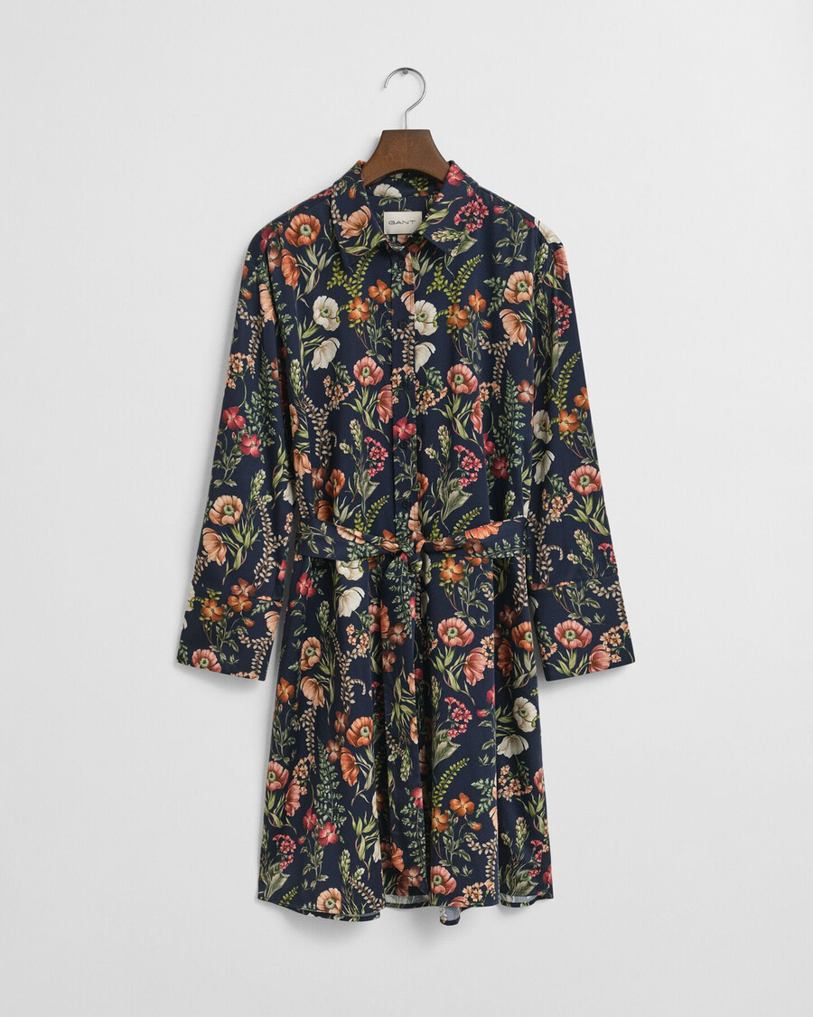 jurk met bloemenprint van viscose - avondblauw