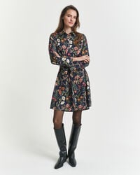 jurk met bloemenprint van viscose - avondblauw