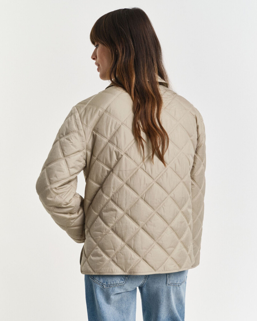 gewatteerde jas met kraag - betonbeige