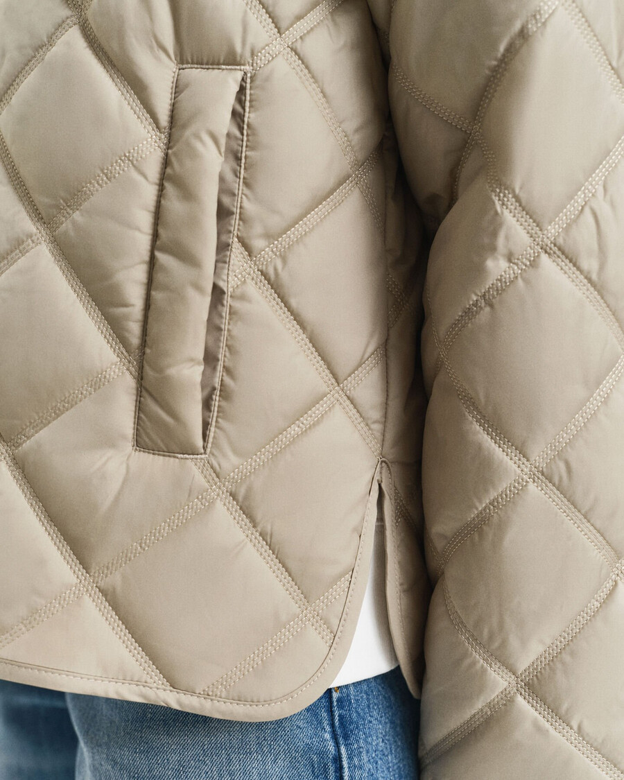 gewatteerde jas met kraag - betonbeige