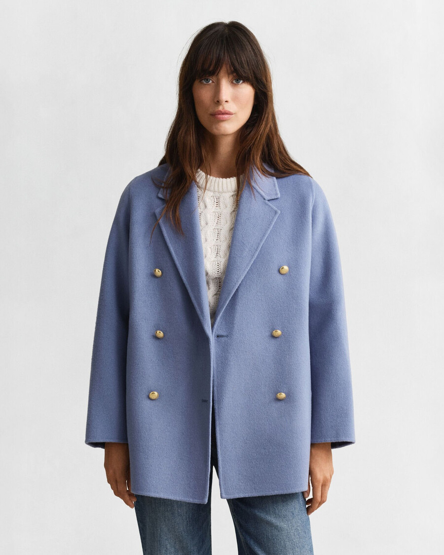handgestikte details peacoat - verwassen denim