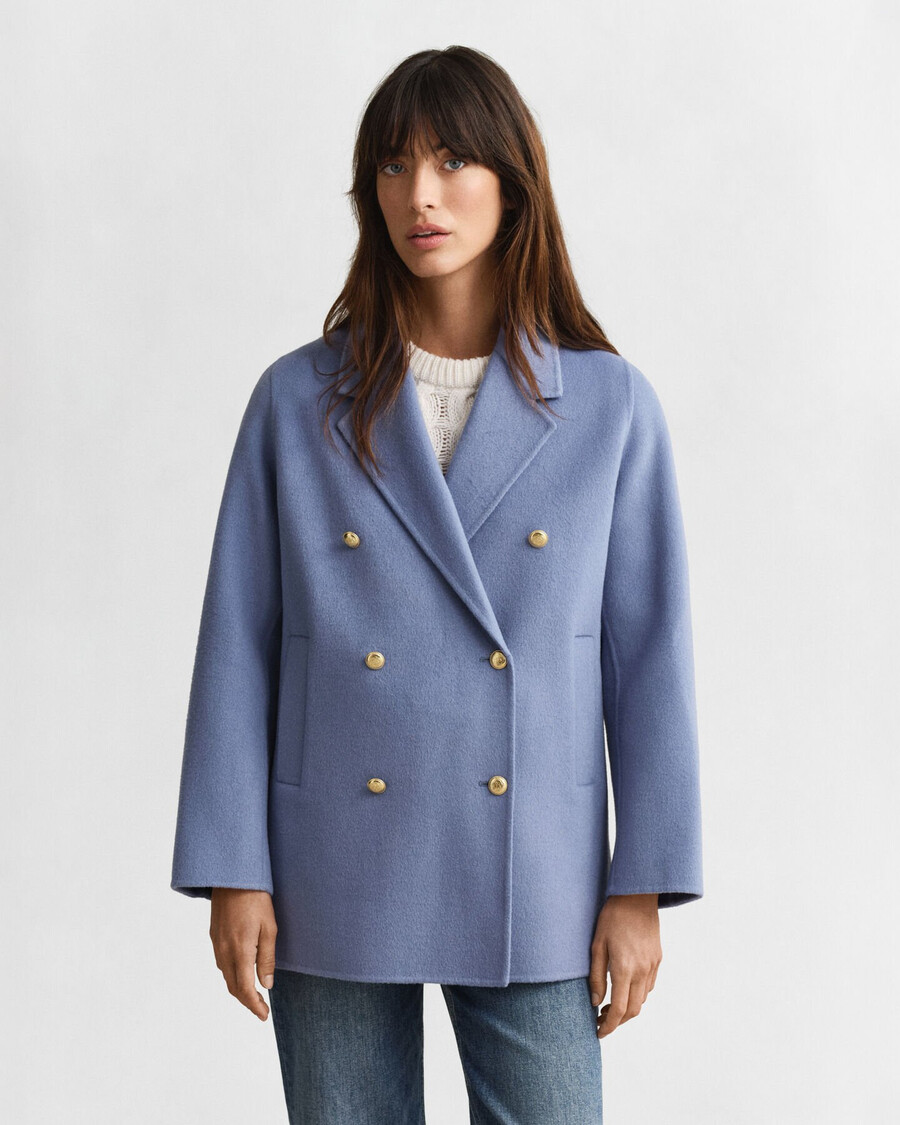 handgestikte details peacoat - verwassen denim