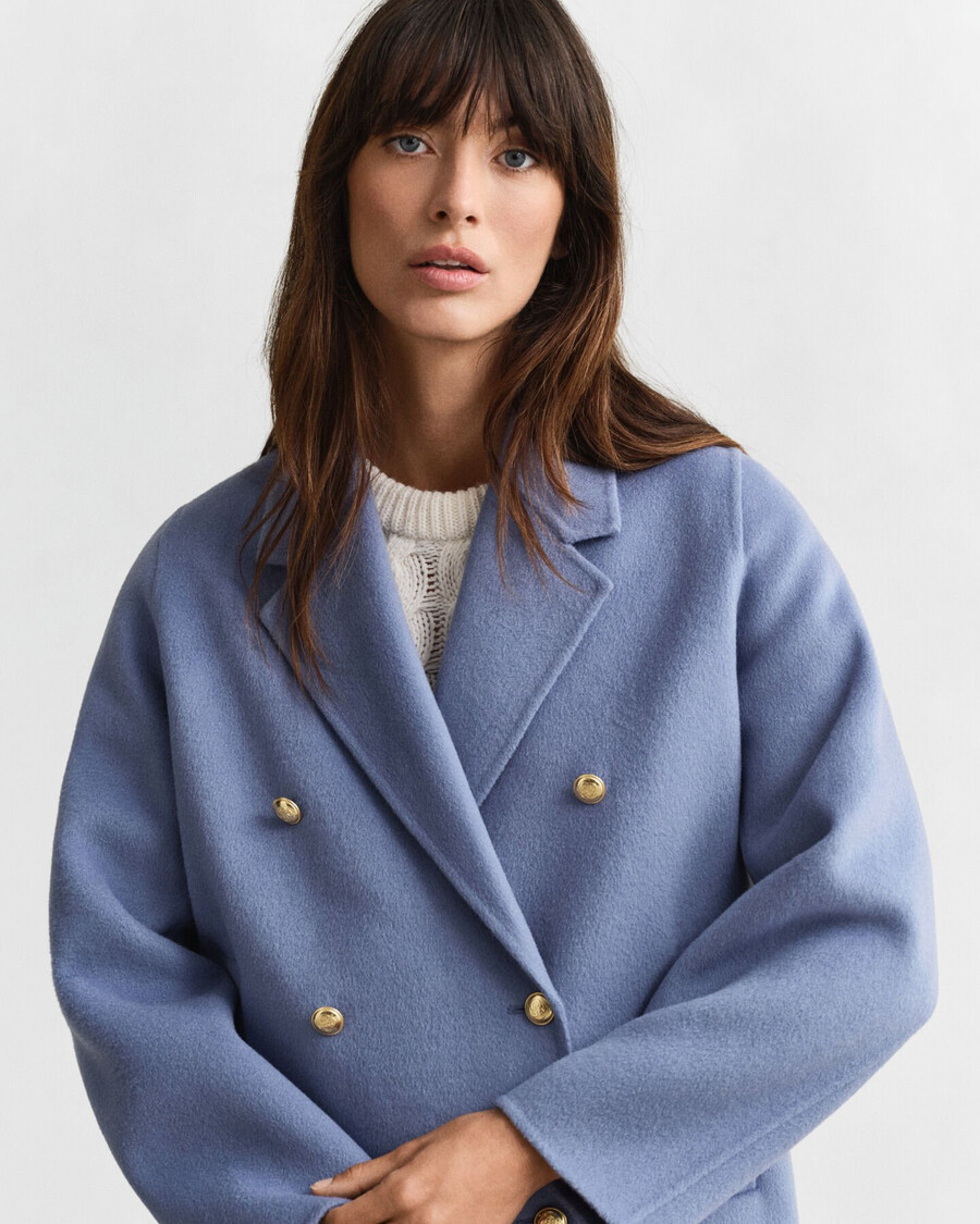 handgestikte details peacoat - verwassen denim