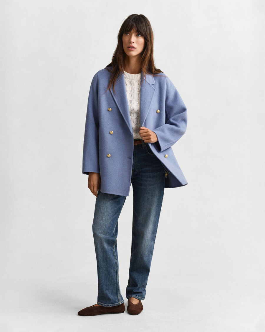handgestikte details peacoat - verwassen denim