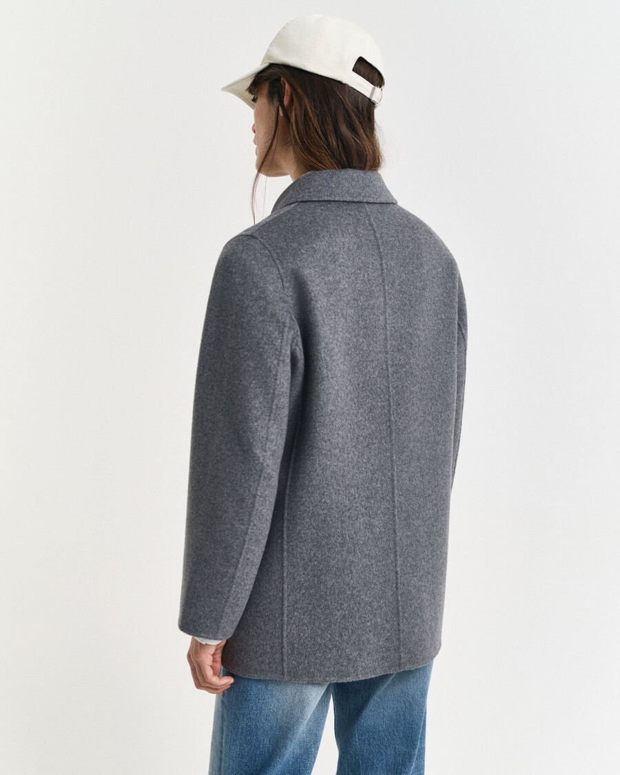 handgestikte details peacoat - houtskoolmelange